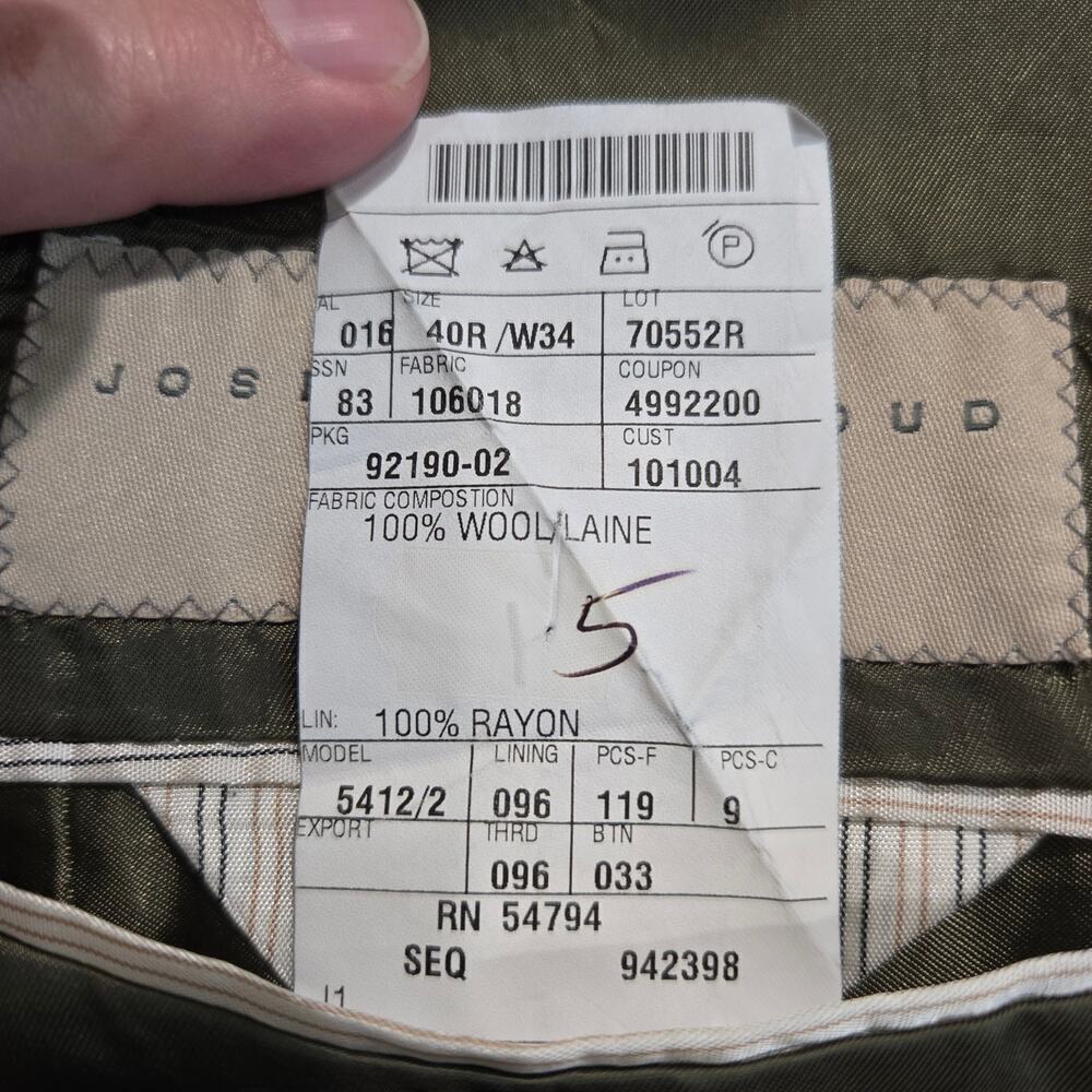 Joseph Abboud 100% Wool Pinstripe Suit Jacket Blazer Made in USA Size 40R - Picture 9 of 10